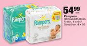 Pampers Babaveedoekies Fresh 4x64's/Sensitive 4x56's Per Pack 
