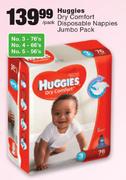 Huggies Dry Comfort Disposable Nappies Jumbo Pack No.3-76's/No.4-66's/No.5-56's Per Pack