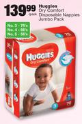 Huggies Dry Comfort Disposable Nappies Jumbo Pack No.3-76's/No.4-66's/No.5-56's Each
