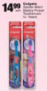 Colgate Spider-Man/Barbie Power Toothbrush 5+ Years-Each