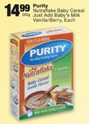 Purity Nutraflake Baby Cereal Just Add Baby's Milk Vanilla / Berry-200g Each