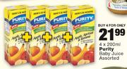 Purity Baby Juice Assorted-4 x 200ml
