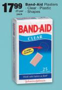 Band-Aid Plasters Clear/Plastic/Shapes-25's Per Pack