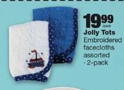 Jolly Tots Embroidered Facecloths-2 Pack