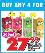 Rhodes Squish 100% Fruit Juice Blend-4x200ml