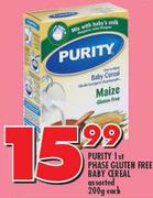 Purity 1st Phase Gluten Free Baby Cereal-200g Each