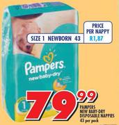 Pampers New Baby-Dry Disposable Nappies-43 Per Pack