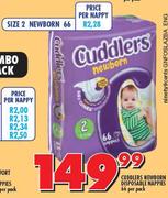Cuddlers Newborn Disposable Nappies-66 Per Pack
