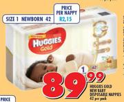 Huggies Gold New Baby Disposable Nappies-42 Per Pack