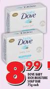 Dove Baby Rich Moisture Soap Bar-75g Each