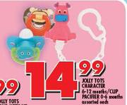 Jolly Tots Character 6-12 Months/Clip Pacifier 0-6 Months-Each