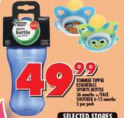 Tommee Tippee Essentials Sports Bottle 36 Months +/Face Soother 6-12 Months 2-Per Pack