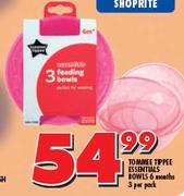 Tommee Tippee Essentials Bowls 6 Months 3-Per Pack