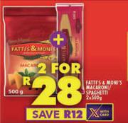 Fatties & Monis Macaroni/Spaghetti-2 x 500g