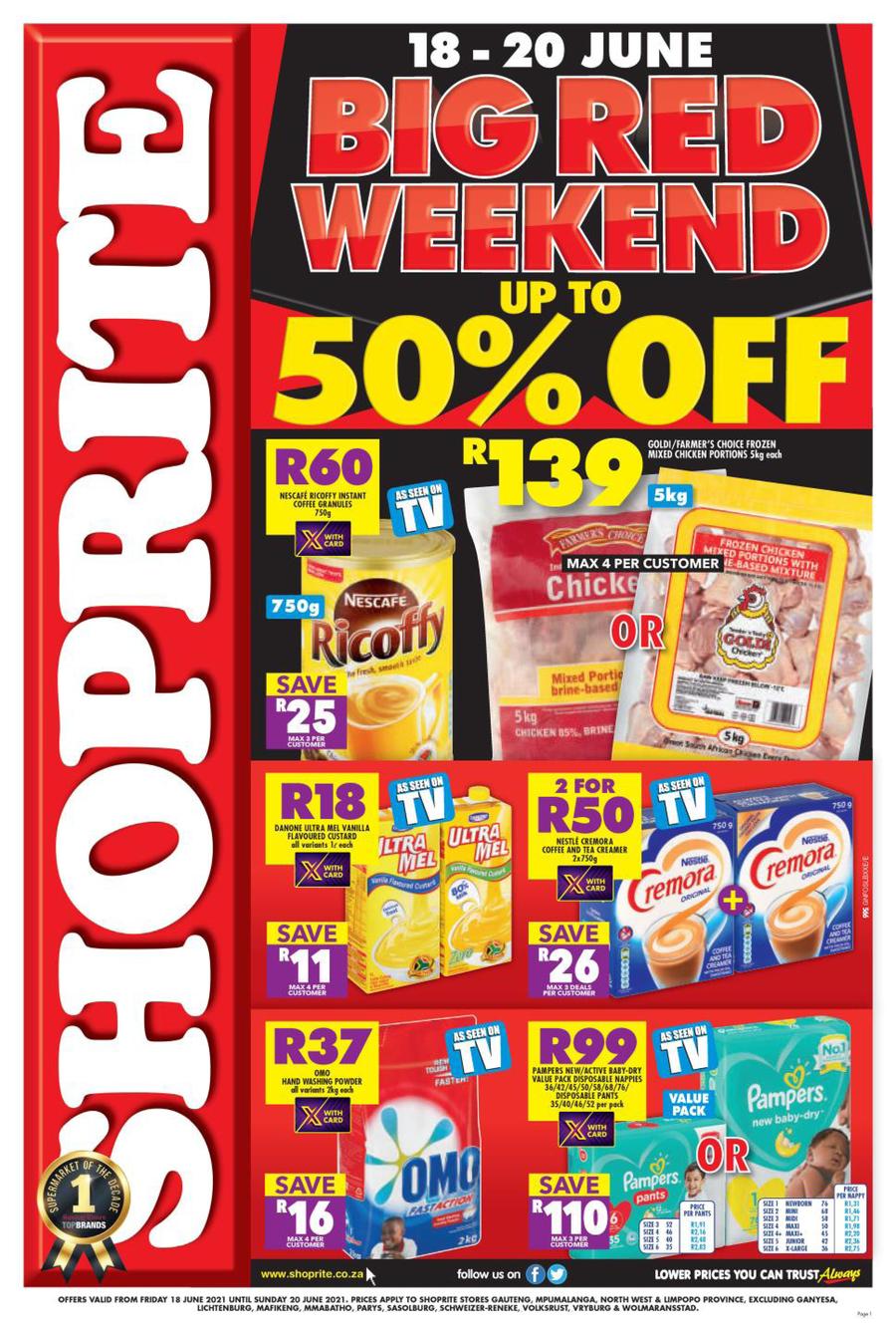 Shoprite Mpumalanga, North West Limpopo Big Red Weekend (18 June - 20 June 2021) — m.guzzle.co.za