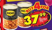 Koo Baked Beans In Tomato Sauce-4 x 410g