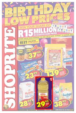 Shoprite Gauteng, Mpumalanga & North West : Birthday Low Prices (23 July - 12 Aug 2018), page 1