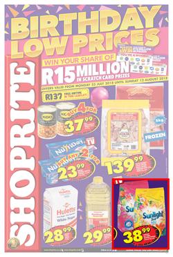 Shoprite Gauteng, Mpumalanga & North West : Birthday Low Prices (23 July - 12 Aug 2018), page 1
