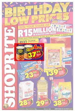 Shoprite Gauteng, Mpumalanga & North West : Birthday Low Prices (23 July - 12 Aug 2018), page 1