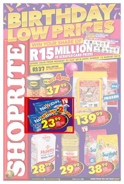 Shoprite Gauteng, Mpumalanga & North West : Birthday Low Prices (23 July - 12 Aug 2018), page 1
