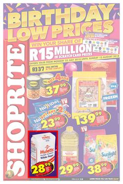 Shoprite Gauteng, Mpumalanga & North West : Birthday Low Prices (23 July - 12 Aug 2018), page 1