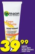 Garnier Even & Matte Instant Radiance Scrub-100ml