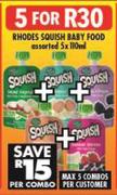 Rhodes Squish Baby Food-5x110ml Per Combo