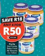 Purity 2nd Foods Baby Food (All Variants)-For 4 x 125ml