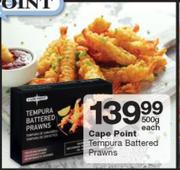 Cape Point Tempura Batteres Prawns-500g Each