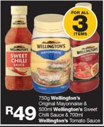 Wellington's Original Mayonnaise 750g, Sweet Chilli Sauce 500ml & Wellington's Tomato Sauce 700ml