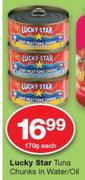 Lucky Star Tuna Chunks In Water/Oil-170g Each