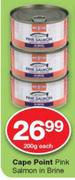 Cape Point Pink Salmon In Brine-200g Each