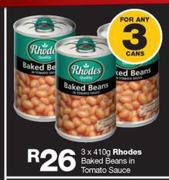 Rhodes Baked Beans In Tomato Sauce-3X410g