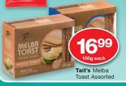 Tait's Melba Toast Assorted-100g Each