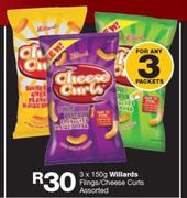 Willards Flings/Cheese Curls Assorted-3 x 150g