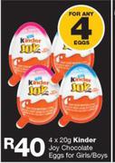 Kinder Joy Chocolate Eggs For Girls/Boys-4 x 20g