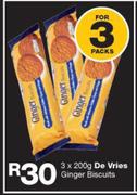 De Vries Ginger Biscuits-3 x 200g