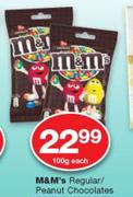 M&M's Regular/Peanut Chocolates-100g Each