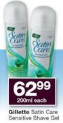 Gillette Satin Care Sensitive Shave Gel-200ml Each