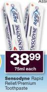 Sensodyne Rapid Relief/Premium Toothpaste-75ml Each
