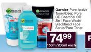 Garnier Pure Active Toner/Deep Pore Or Charcoal Or 3in1 Face Wash/Blackhead Face Scrub/Pure Toner-15