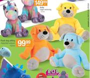 Plush Dog Sitting Assorted Colours-42cm Each