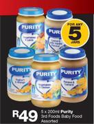 Purity 3rd Foods Baby Food Assorted-5 x 200ml