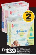 Johnsons Baby Wipes Assorted-2 x 288 Per Pack