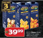 Clover Krush 100% Fruit Juice Blend-3X1L