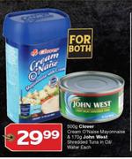 Clover Cream O'Naise Mayonnaise 500g & John West Shredded Tuna In Oil/Water 170g-For Both