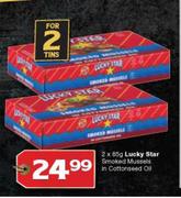 Lucky Star Smoked Mussels In Cottonseed Oil-2X85g
