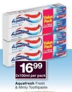Aquafresh Fresh & Minty Toothpaste 2X100ml-Per Pack