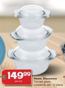Home Discovery 3 Piece Curved Glass Casserole Set-Per Set