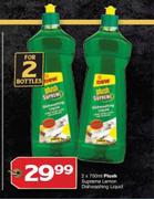 Plush Supreme Lemon Dishwashing Liquid-2X750ml